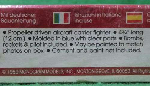 **MONOGRAM**MODEL KIT**F8F BEARCAT**MODEL LENGTH 120MM**
